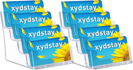 Acrylic Business Card Holder for Desk,4-Tier Clear Plastic Display Stand with 4 Pockets,ldeal for Office & Workspace Organization,2 Pack