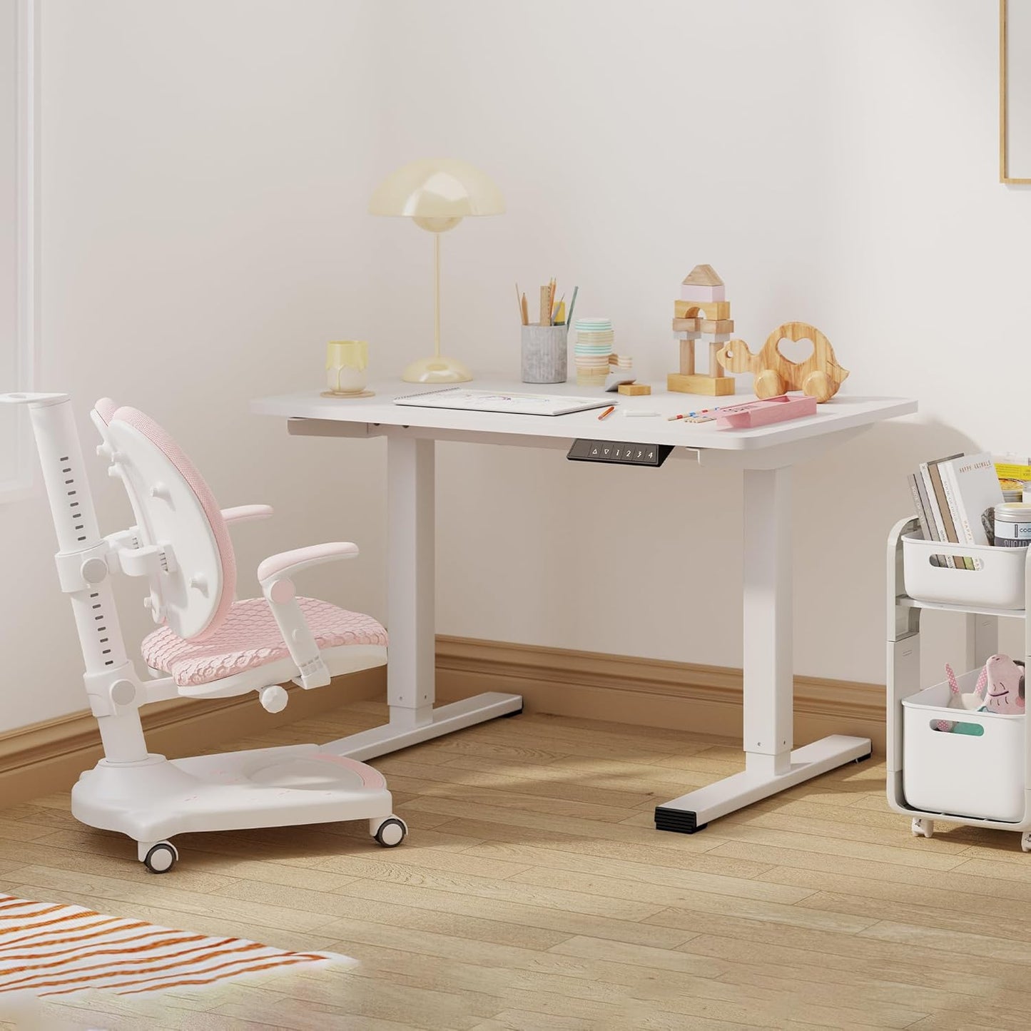 Small Adjustable Stand Up Desk for Children,One-Piece Standing Desk 31.5 x 19.7 Inch, Home Office Desk Computer Workstation, White