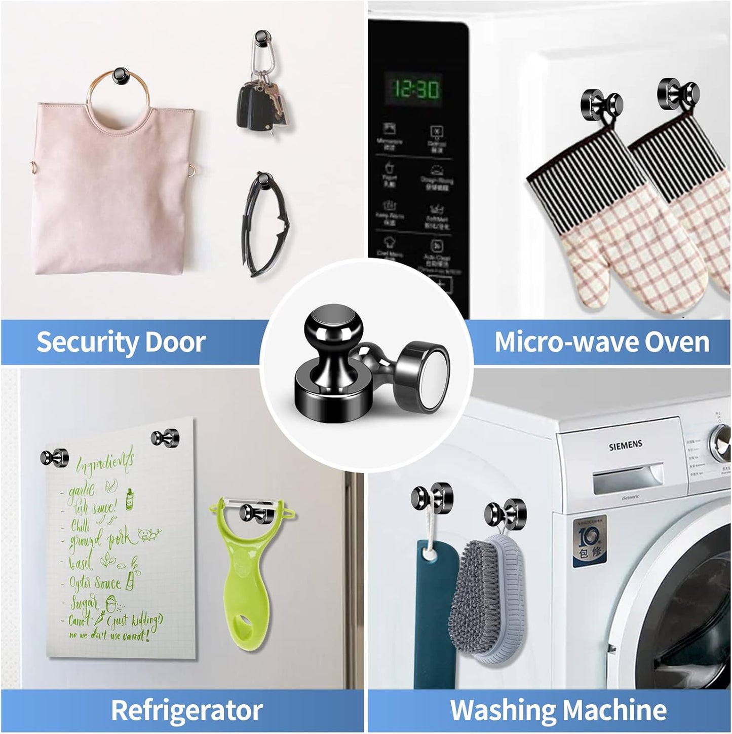 36Pack Refrigerator Magnets Black Fridge Magnets for Whiteboard Strong Whiteboard Magnets Small Metal Magnets for Fridge White Board Map Kitchen Office Classroom