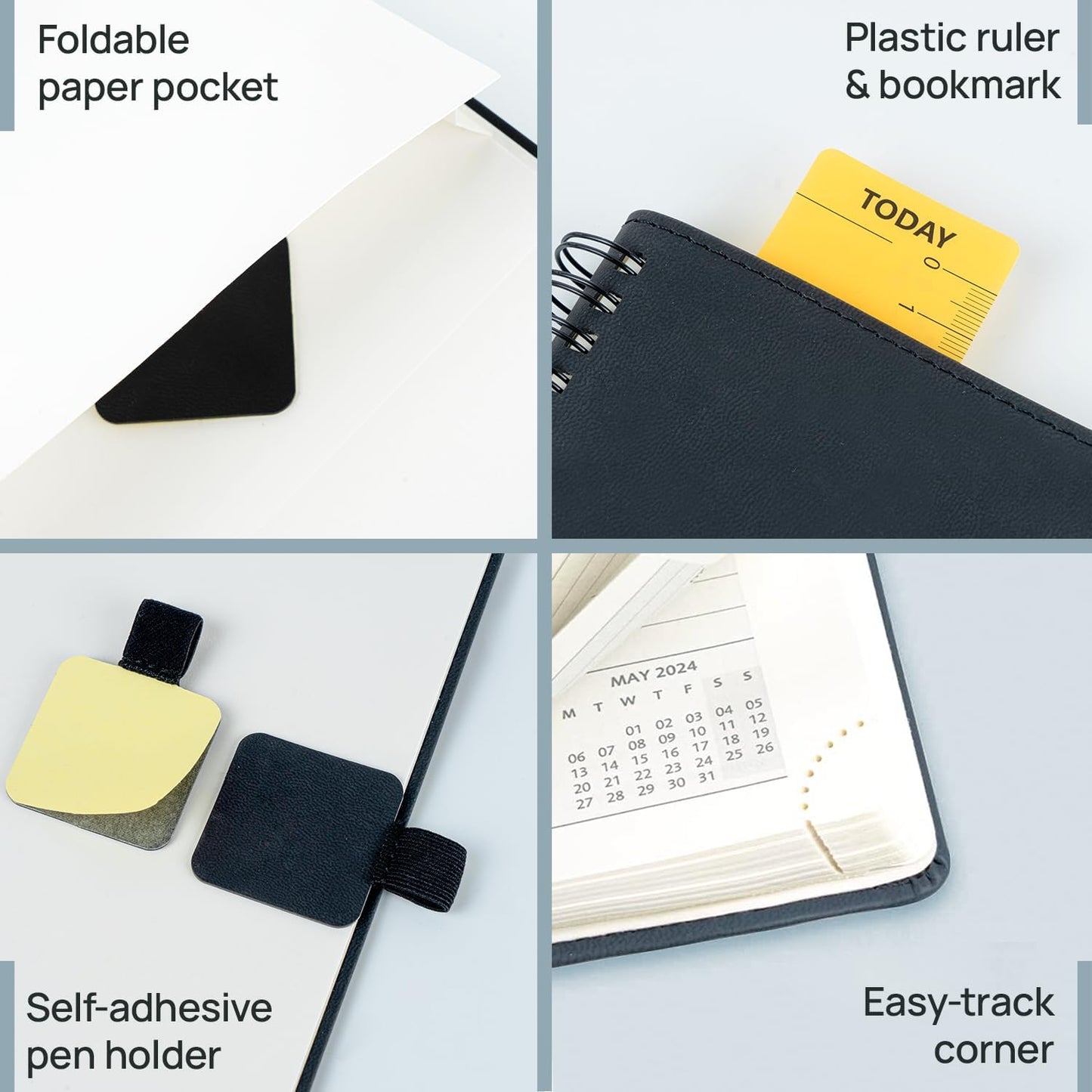 POPRUN 2026 Planner (Medium - 6.5'' x 8.5'') with Hourly Schedule, Vertical Layout - 2026 Weekly Calendar (Jan. 2026 - Dec.2026) for Time Management, Monthly Tabs, Spiral Bound, Soft Cover - Black