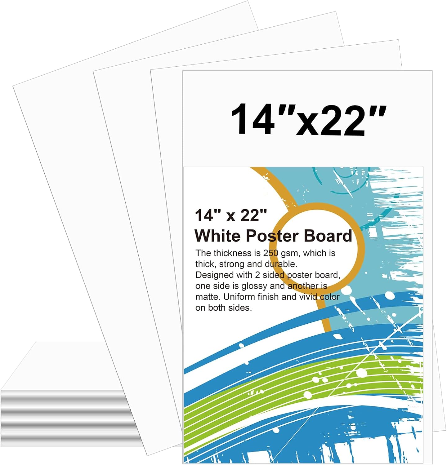 8 Pcs 14" x 22" Poster Board White Poster Board Paper Bulk 250 GSM Thickness Vision Boards Smart PosterBoard for Drawing School Arts Craft Projects Presentations Scrapbooking Blank Graphic Display