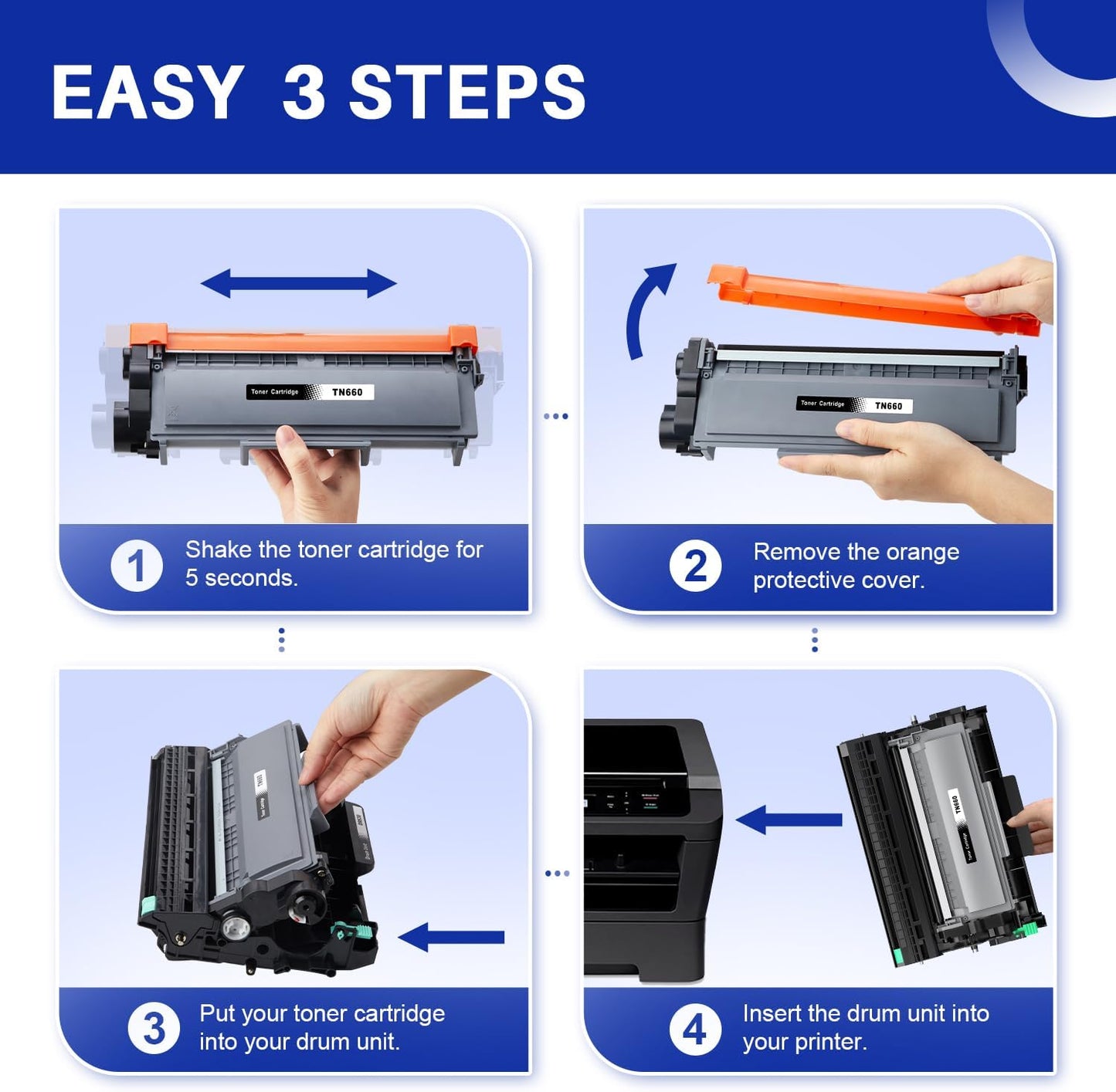 TN660 Toner Cartridge Replacement for Brother TN 660 TN-660 TN630 TN-630 Compatible with HL-L2300D HL-L2305W HL-L2320D HL-L2340DW HL-L2360DW HL-L2380DW DCP-L2540DW Printer(2 Pack, Black)