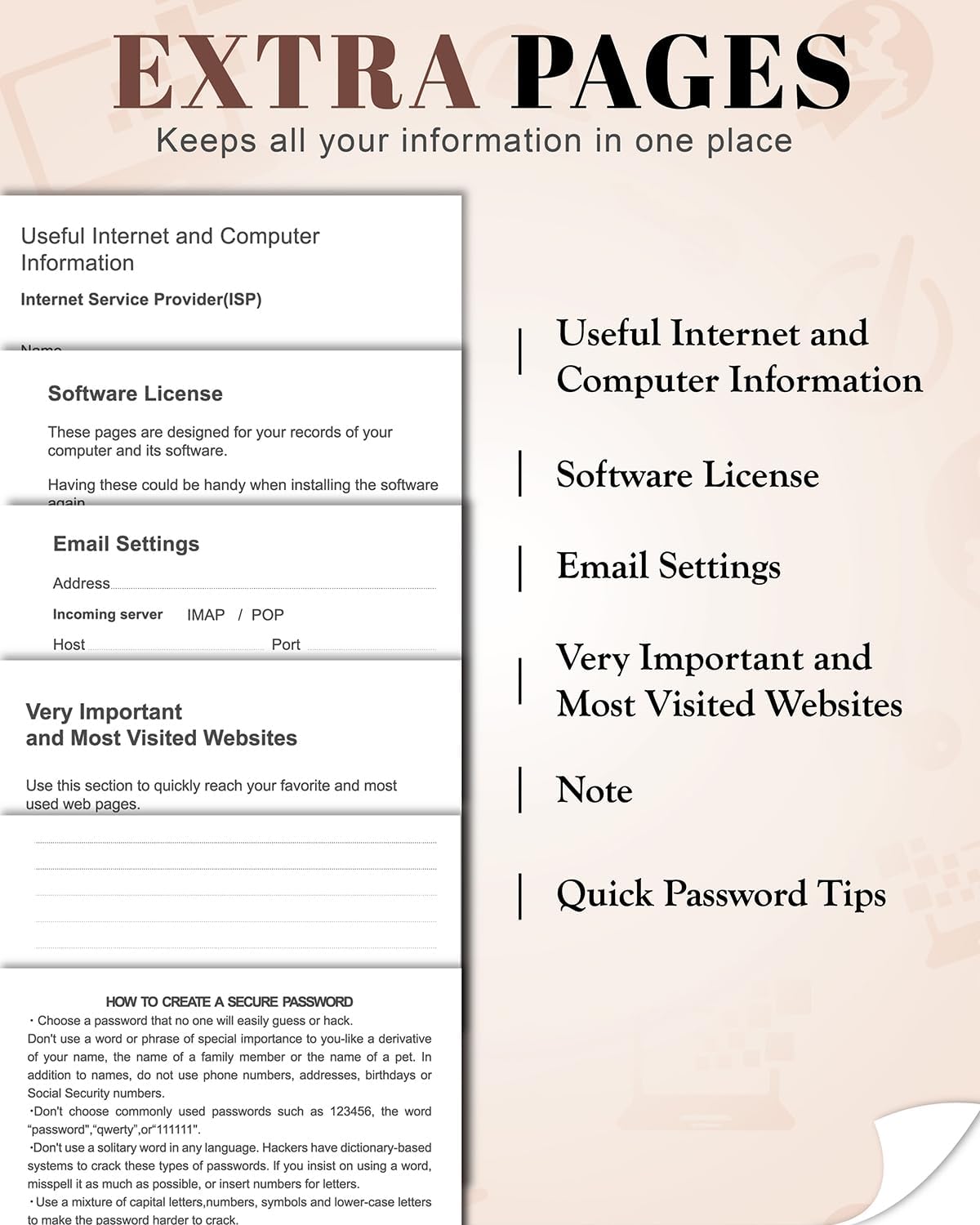 Small Password Keeper Book with Colorful Alphabetical Tabs, Hardcover Password Log-book for Internet Password and Website Address, 4.1"×6.2" Large Password Notebook for Home Office (Rose Gold)