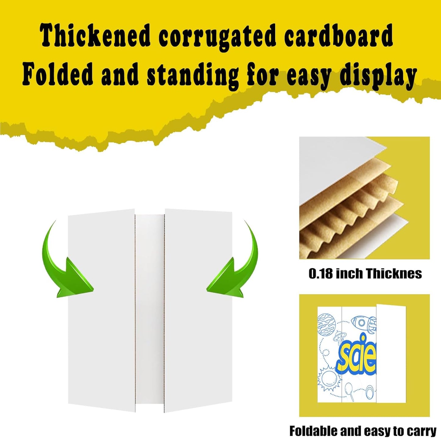 12 Pcs Small Trifold Poster Board, 21.7" x 14.2" Presentation Board, with Double Sided Tapes and Cardboard, White Corrugated Project Boards/Display Board for School Project/Science Fair Display Boards