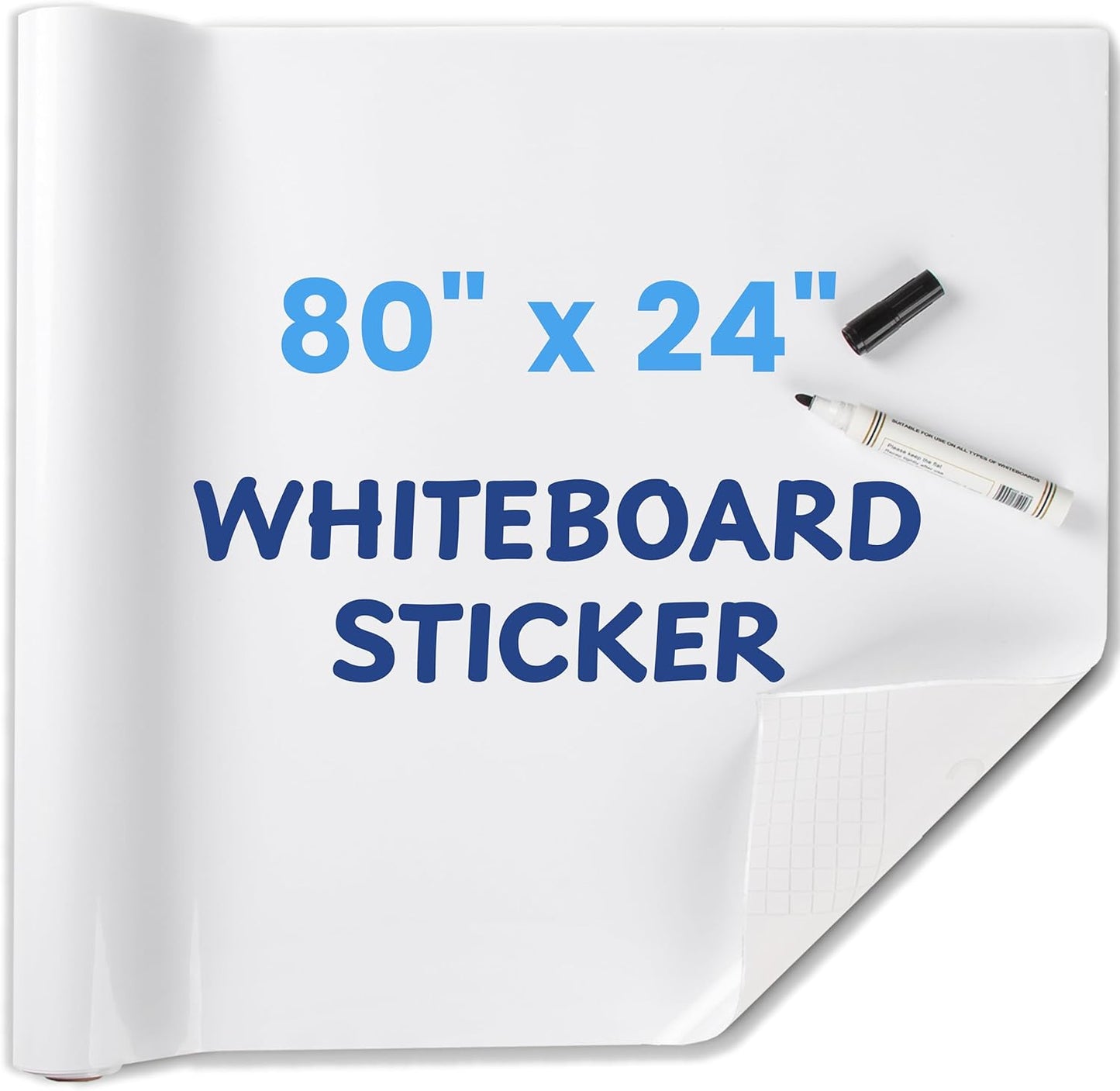 Dry Erase Whiteboard Film Surface 80" x 24" for Walls, Doors Tables Chalkboards Whiteboards No Ghosting Peel and Stick White Board Sticker, Stain-Proof Self-Adhesive Whiteboard Paper