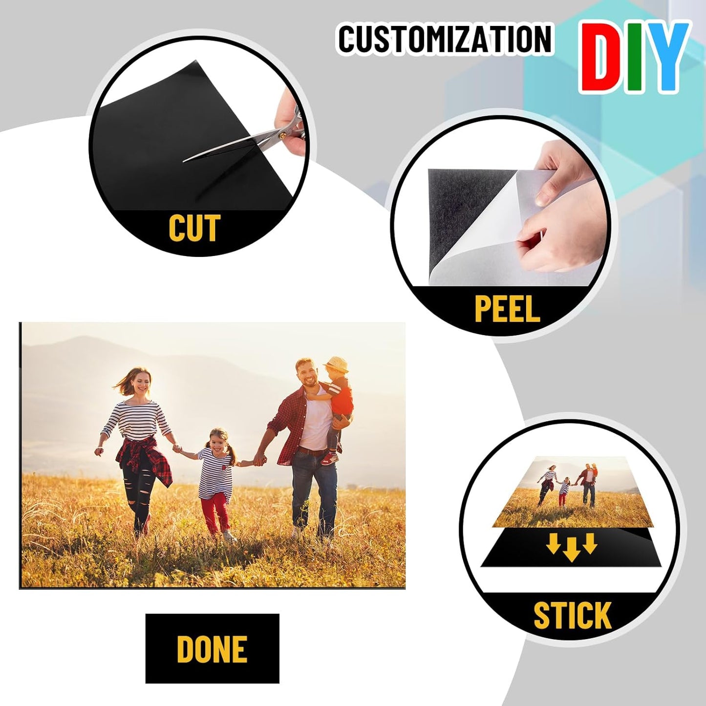 Pangda 10 Pack 8.5" x 11" Magnetic Sheets with Adhesive Backing 30 Mil Flexible Steel Vinyl Magnet Sheet for Crafts Magnetic Stickers Photos Kitchen Fridge Home Office