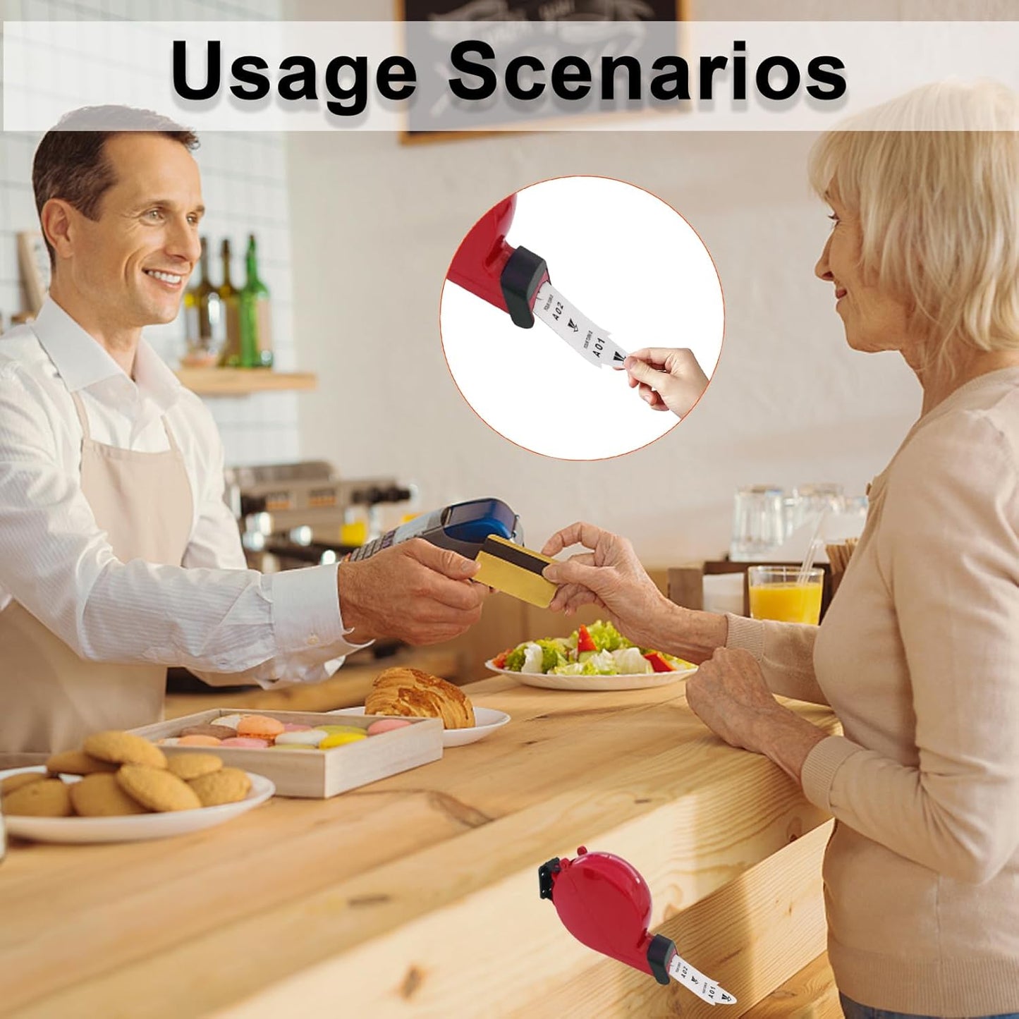 Red Ticket Dispenser Your Turn Take a Number System Turn-O-Matic Machine with 3000 Tickets per Roll 6 Groups 2-Digit Queue Number from A01-E99 White