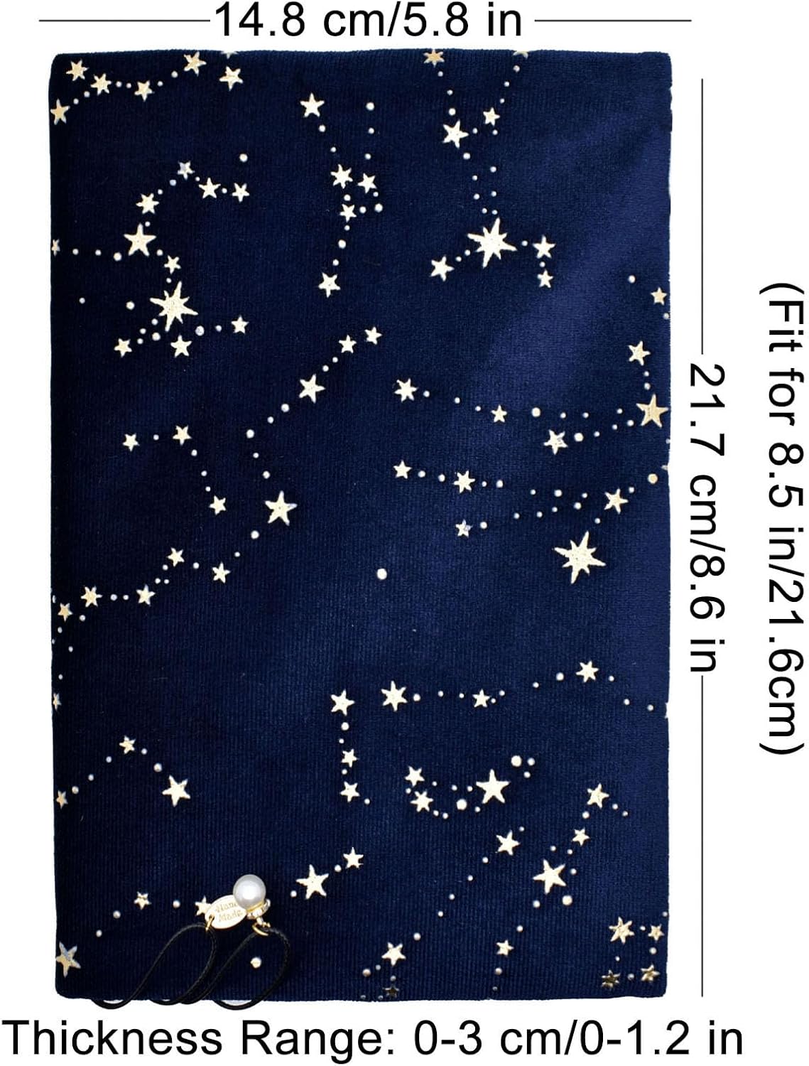 BLBMH Book Covers for Paperbacks Handmade Bookcover Fit for 5.5x8.5 inch Adjustable Fabric Softcover Protector for Women Book Lovers Gifts - Velvet Blue 8.5in