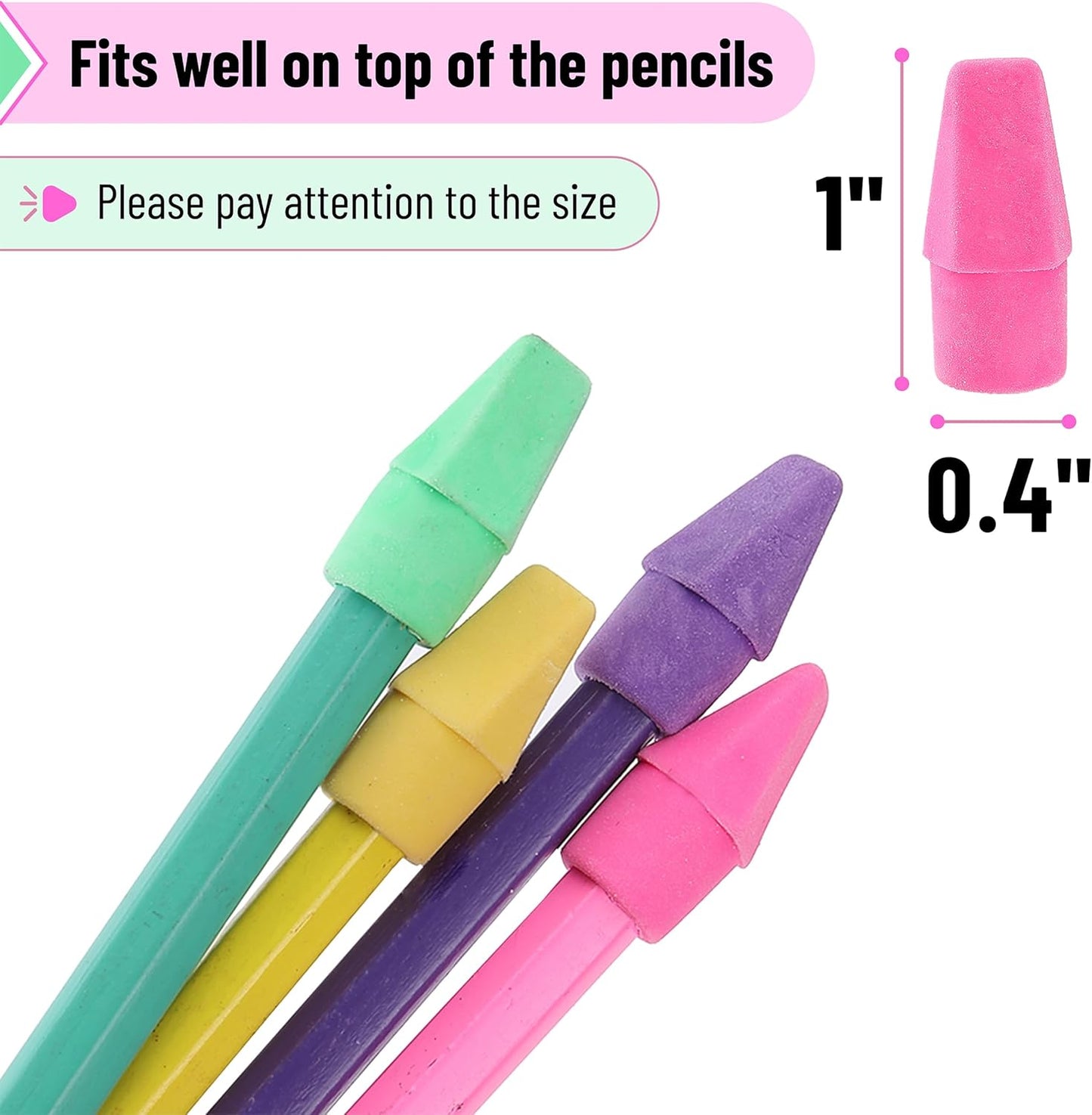 Mr. Pen- Pencil Toppers, 500 Pack, Vibrant Colors, Pencil Top Erasers, Back to School Supplies