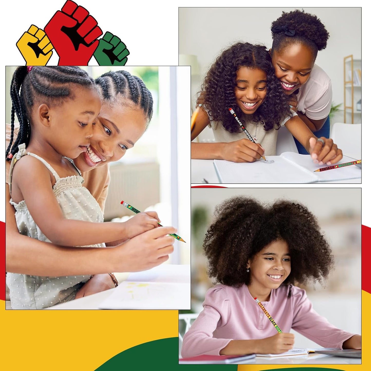 Cinrobiye 100 PCS Juneteenth & Black History Month Inspirational Wood Pencils with Eraser, Classroom Gifts, Bulk School Supplies, Kids Office Giveaways, Party Favors, Prizes