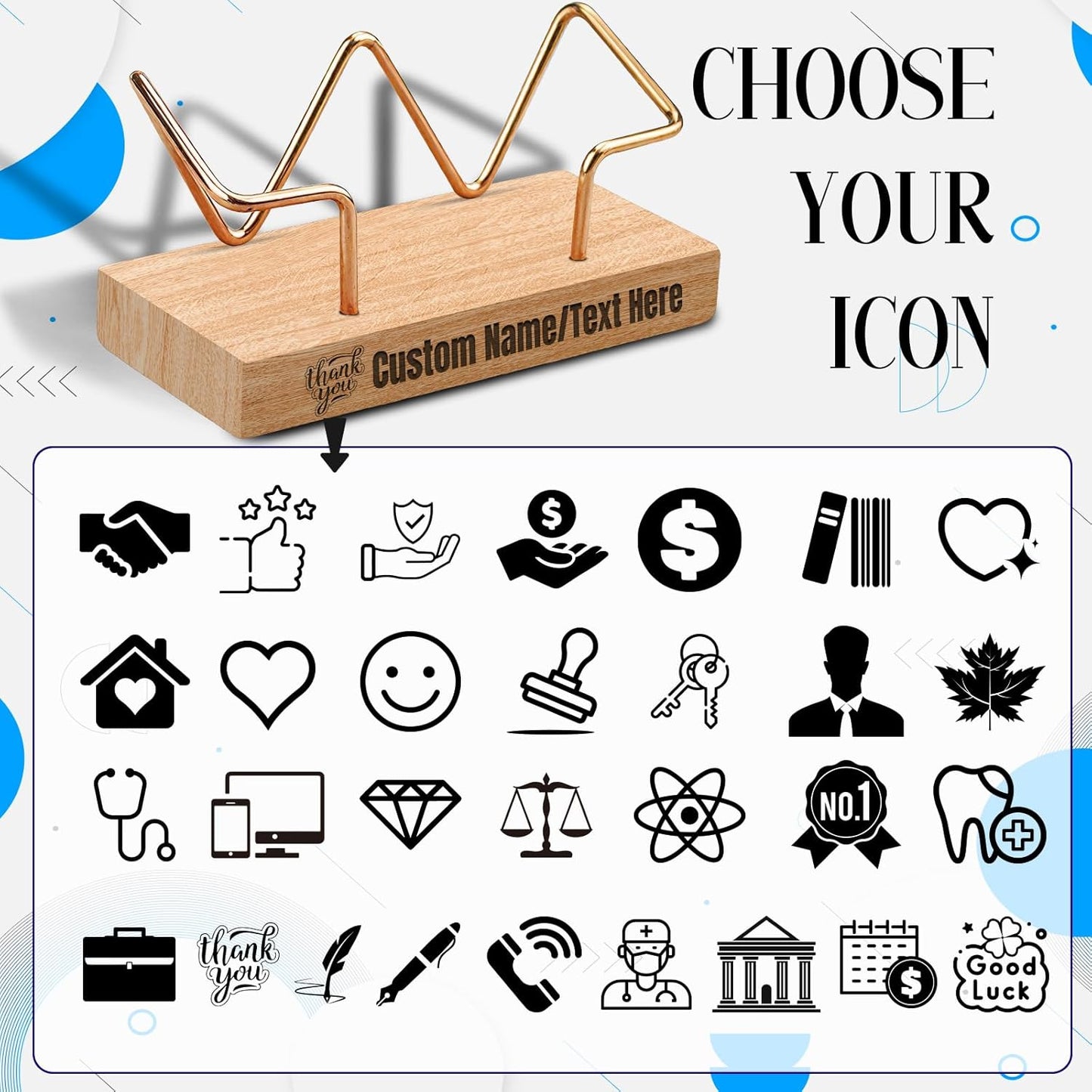 Custom Engraved Business Card Holder for Desk Personalized Wooden Business Card Display Stand Customized Businese Gift for Office Home Desktop