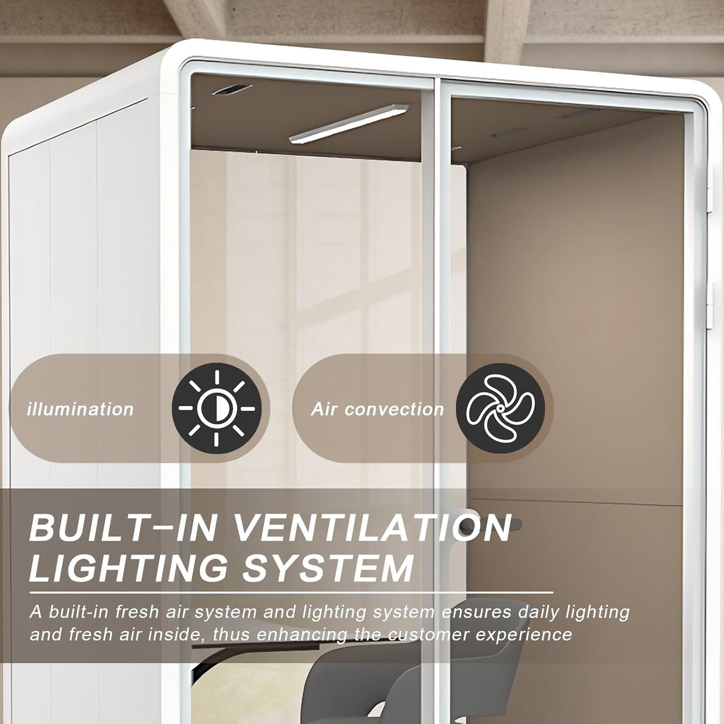 Office Sound Booth with Audio Privacy - Portable Soundproof Pod with Wheels,Soundproof Pod with Light,Ventilation,Socket for Working,Reading,Communicating