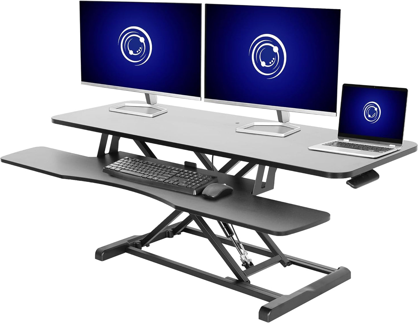 VIVO 48 inch Desk Converter, K Series, Height Adjustable Sit to Stand Riser, Dual Monitor and Laptop Workstation with Wide Keyboard Tray, Black, DESK-V048KB