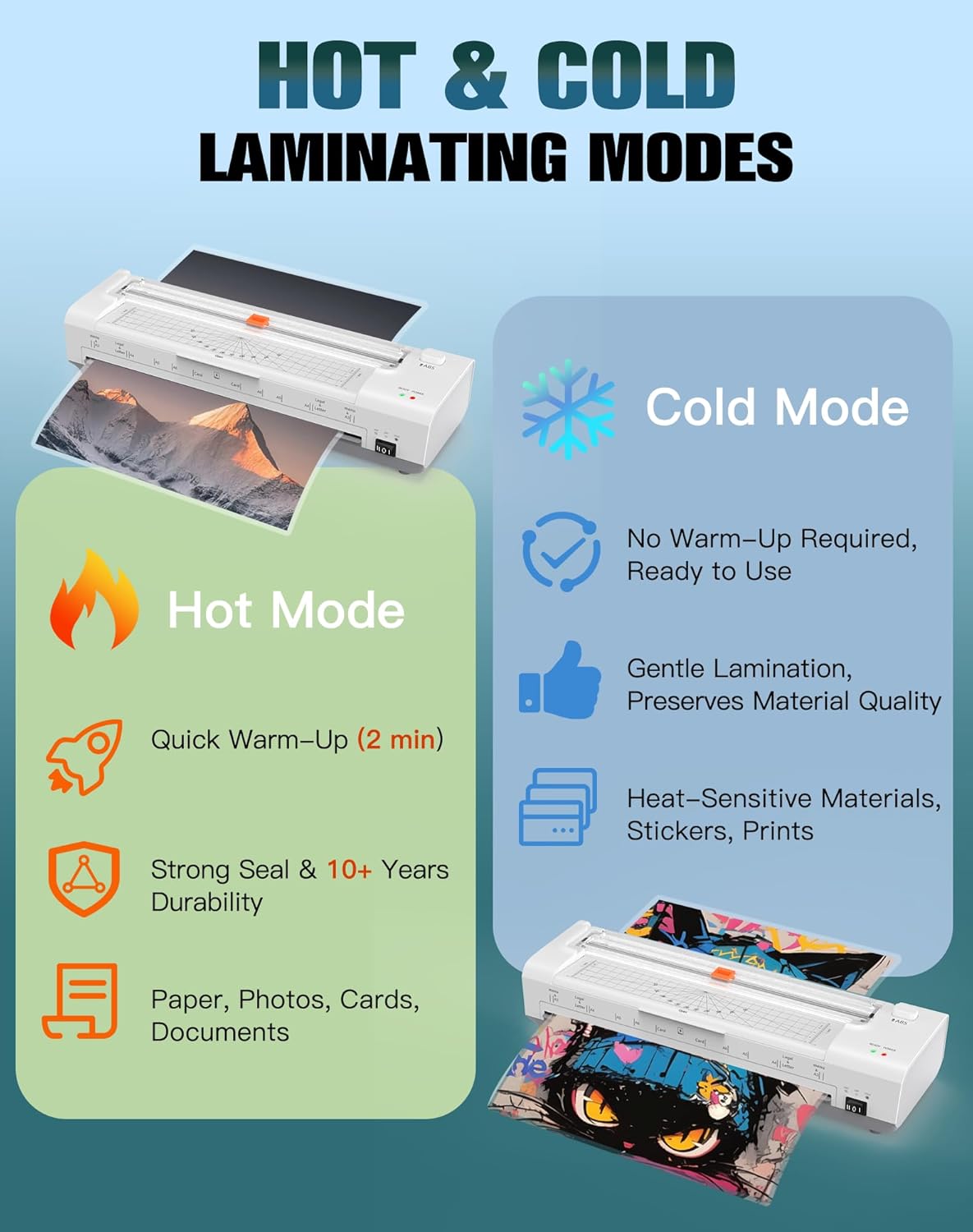 13 Inch Laminator Machine with Auto Paper Feed, Never Jam A3 Thermal & Cold Lamination, 20 Laminating Sheets, 10-in-1 Laminator with Cutter, Trimmer & Corner Rounder for Office School Home Use White