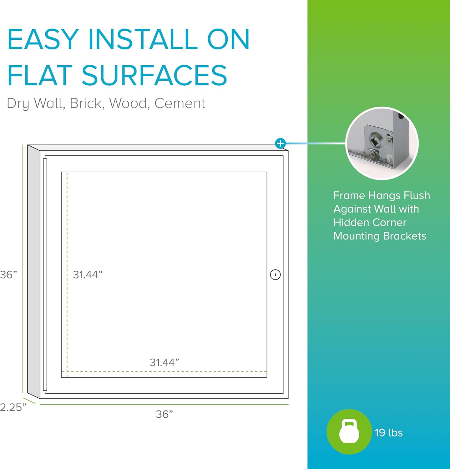 Ghent 36"x36" 1-Door Outdoor Enclosed Vinyl Bulletin Board, Shatter Resistant, with Lock, Satin Aluminum Frame - Ebony (PA13636VX-183), Made in the USA