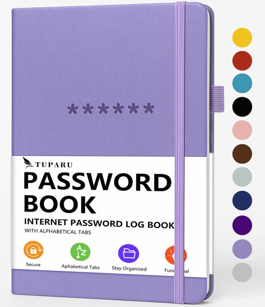 Password Book with Alphabetical Tabs – Hardcover Internet Address & Password Organizer – Password Keeper Notebook for Computer & Website – 5.2 x 7.6" (Lavender)