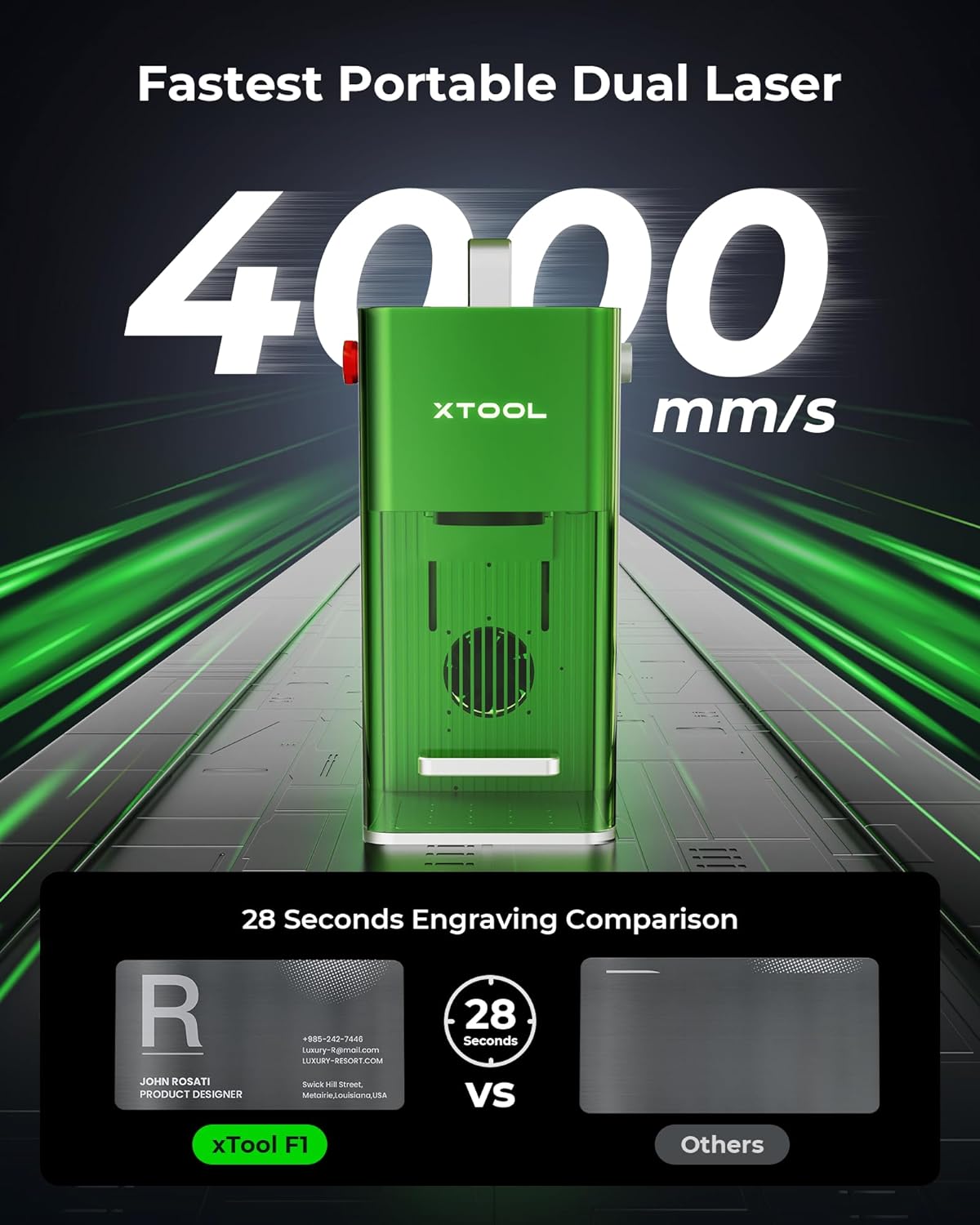 xTool F1 2-in-1 Dual Laser Engraver with Slide Extension, Rotary Extension and Smoke Purifier, Lightning Speed Portable Fiber Laser Engraver for Metal Wood