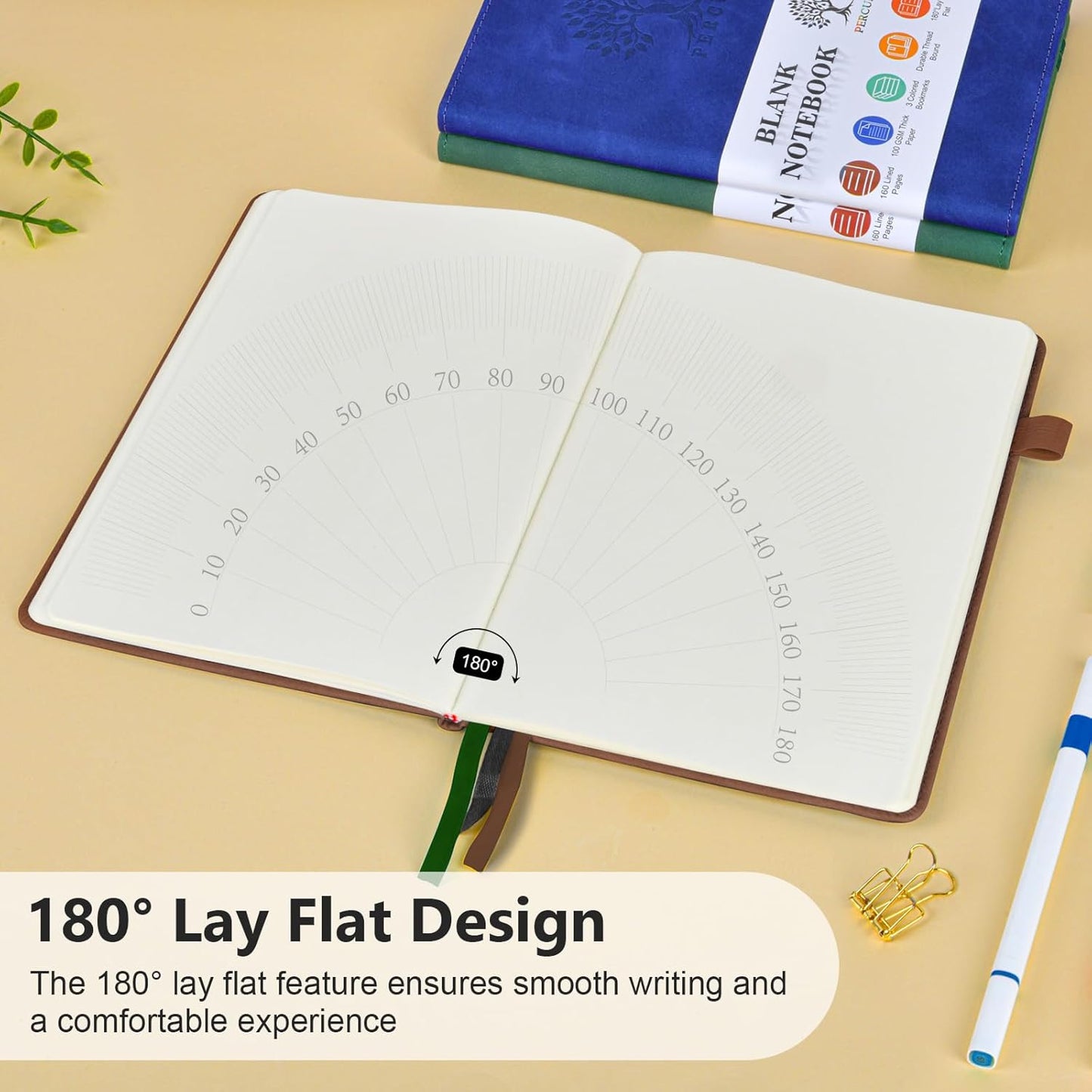 Blank Journal Ntebook for Men & Women, 160 Pages Blank Journals for Writing, Drawing,Sketch Book,5.9" x 8.5" Leather Sketchbook, Unlined Notebook for Work, School, Art - Brown