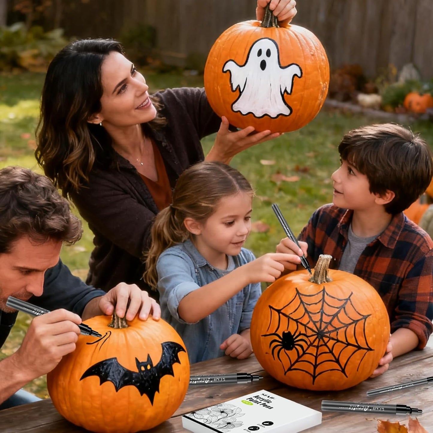 SFAIH Black Paint Markers Pens - 4 Pack 2-3MM Medium Tip Acrylic Markers for Rock Painting, Bold Lettering, Poster Making, Labeling, Wood Signs