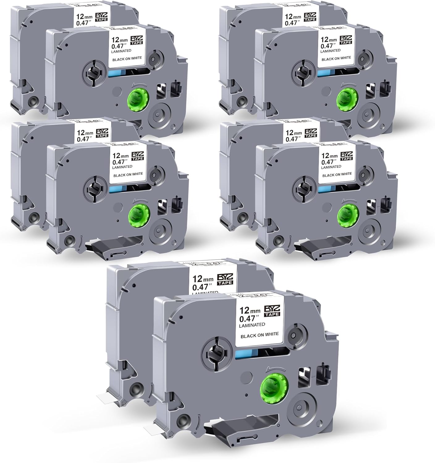 10 Pack Compatible Label Tape Replacement for Brother P Touch TZE-231 Tz231 Laminated Tape Black on White 12mm 0.47 inch x 26.2ft 8m 1/2 for Label Maker PTD400AD PTH110 PT-D210 PT-D400 PTD600 PTD220