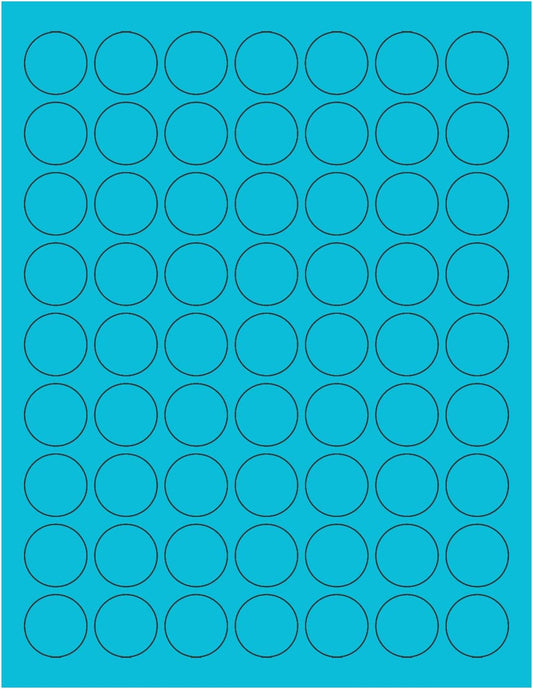 NextDayLabels - 8-1/2 x 11 Neon Color High Light Fluorescent Labels for Laser & Inkjet Printer (Blue Fluorescent, 1" Round - 63 per Page - 1575 Labels)