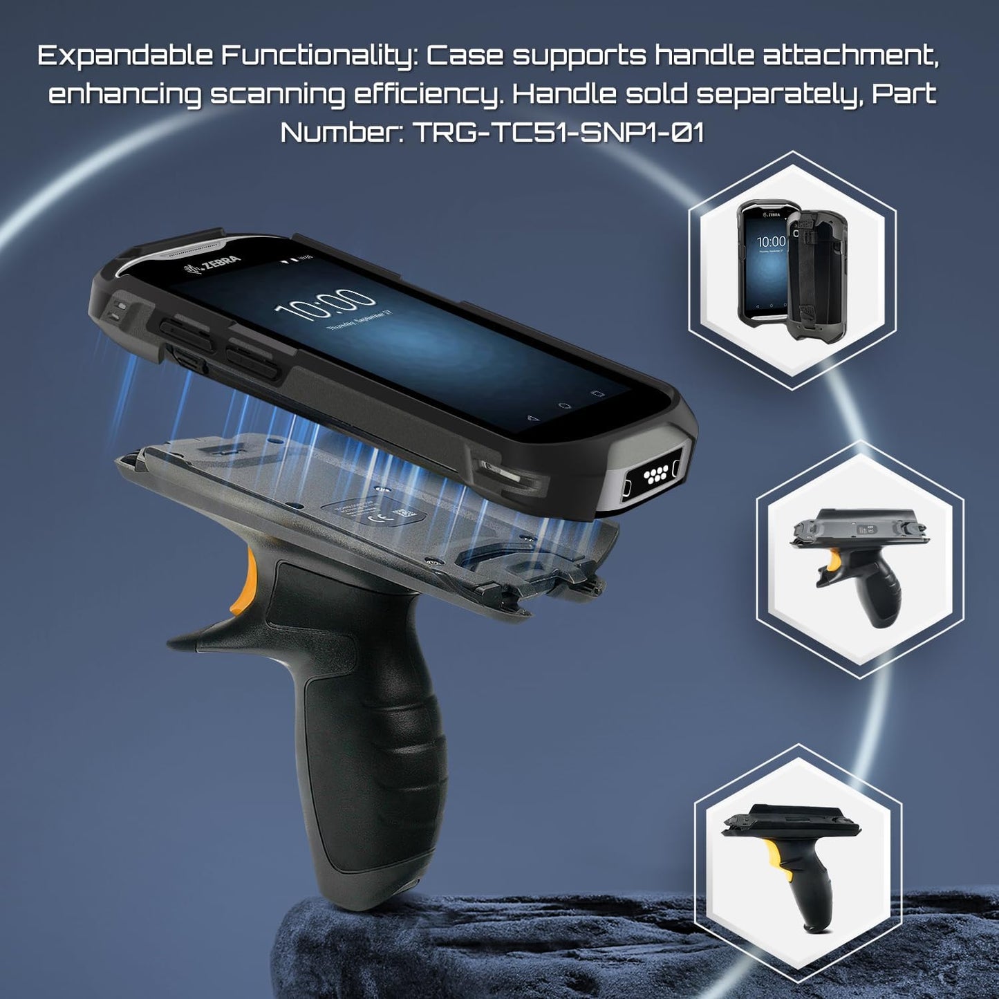 TC51 TC52 TC56 TC57 TC510K Case with Hand Strap - Protective & Ergonomic for Zebra Handheld Barcode Scanners SG-TC5X-EXO1-01 SG-TC5X-EXONHS-01 (Black)