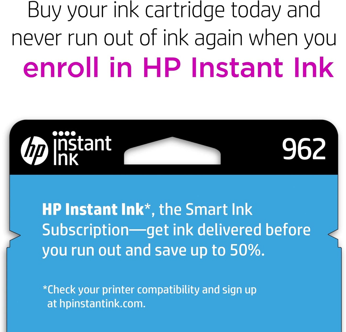 HP 962 Cyan Ink Cartridge | Works with HP OfficeJet 9010 Series, HP OfficeJet Pro 9010, 9020 Series | Eligible for Instant Ink | 3HZ96AN