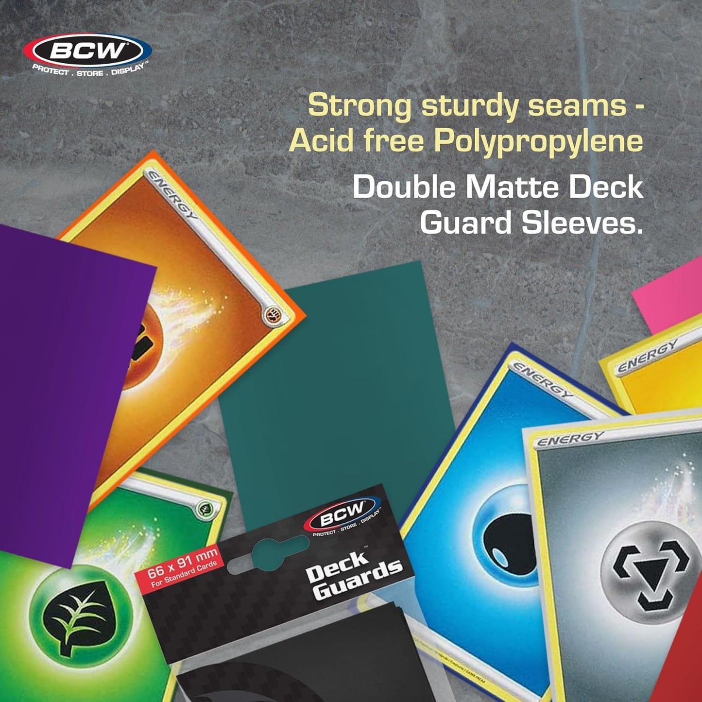 BCW Deck Guard - Double Matte 500 Count Box (10 Packs of 50 Sleeves) | Acid-Free, No PVC | Fits 2.5" x 3.5" Game Cards | Archival Safe Sleeves for Card Protection (Red)