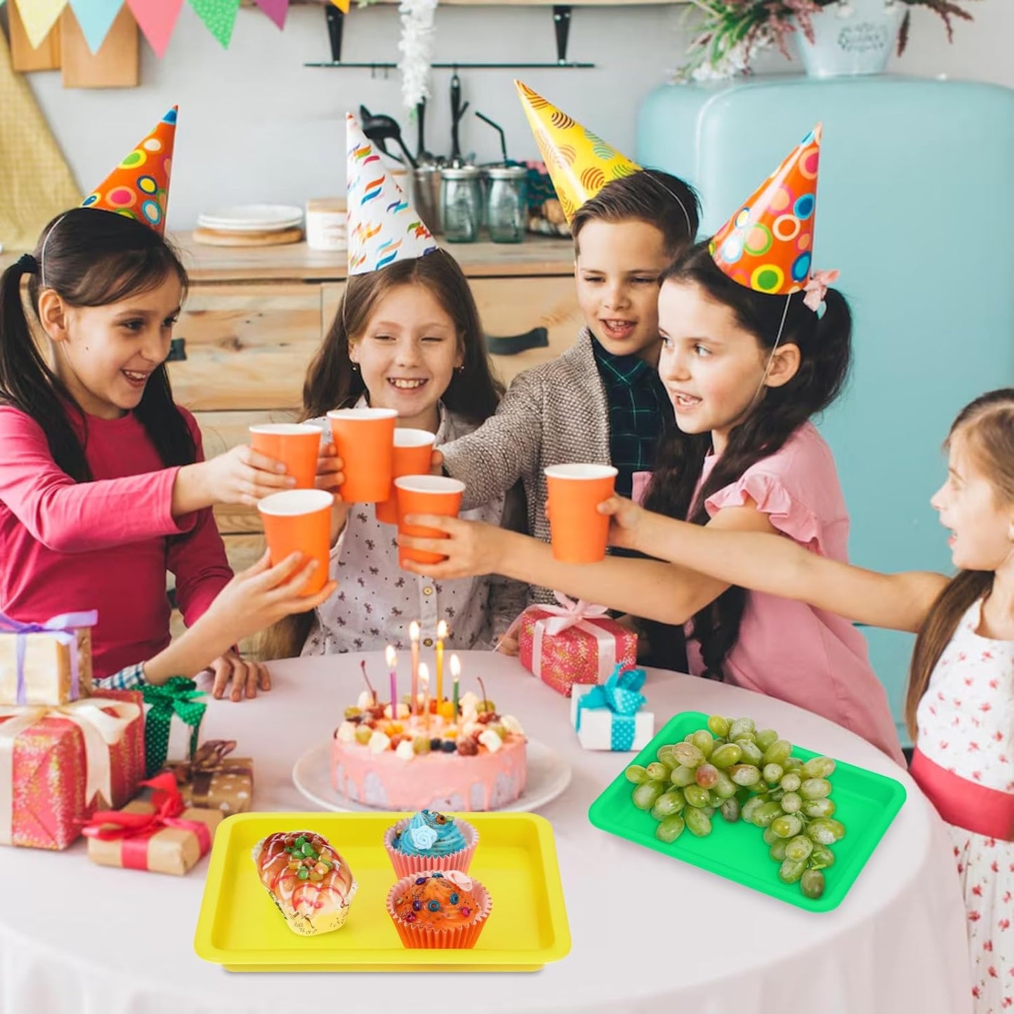 20-Piece Plastic Art Trays - Stackable Sand & Paint Mixing Trays, Multicolor Sensory Craft Organizer, Kids DIY Bead Painting Projects (5 Colors, 9.65 x 7.28 x 0.9 Inch)