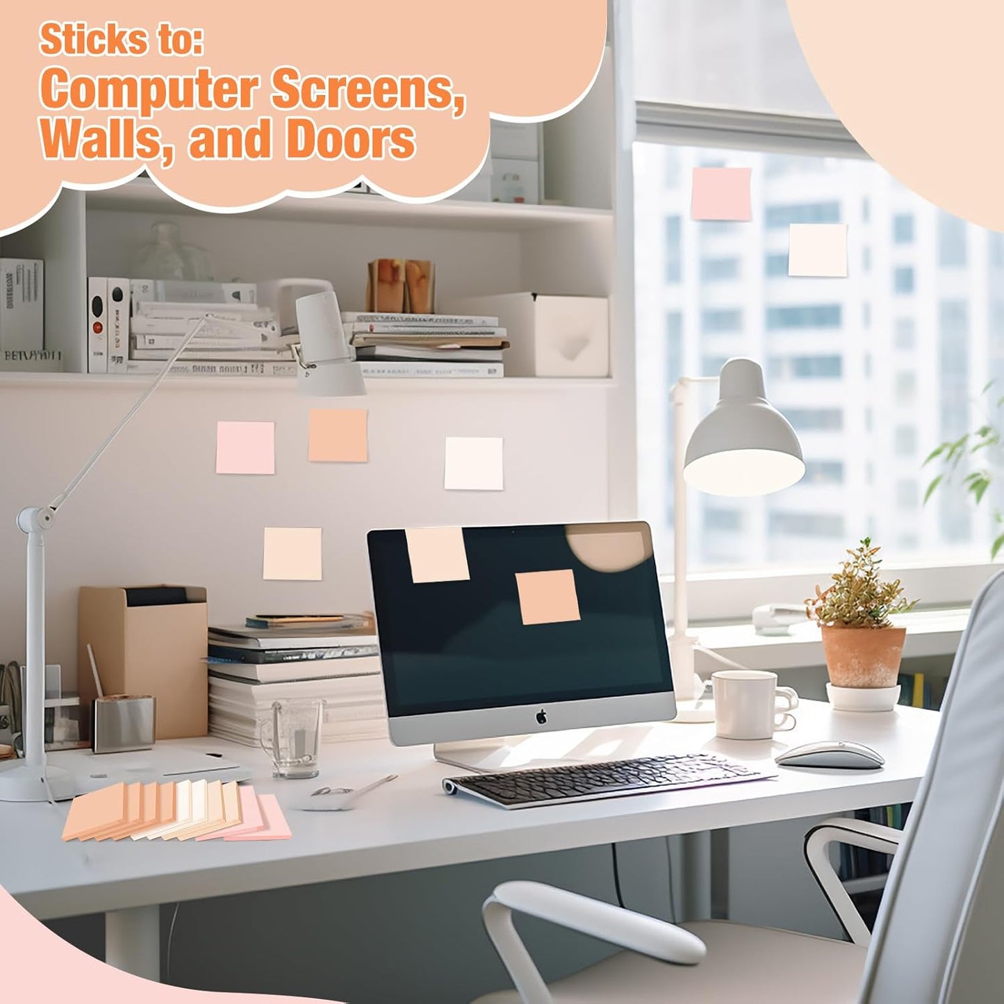 Fainne 24 Pack Sticky Notes Bulk Back to School Supplies Self Stick Note Pads Paper Memo for Office First Day of School Student Teacher Essentials (2 x 2 Inches,Pink)