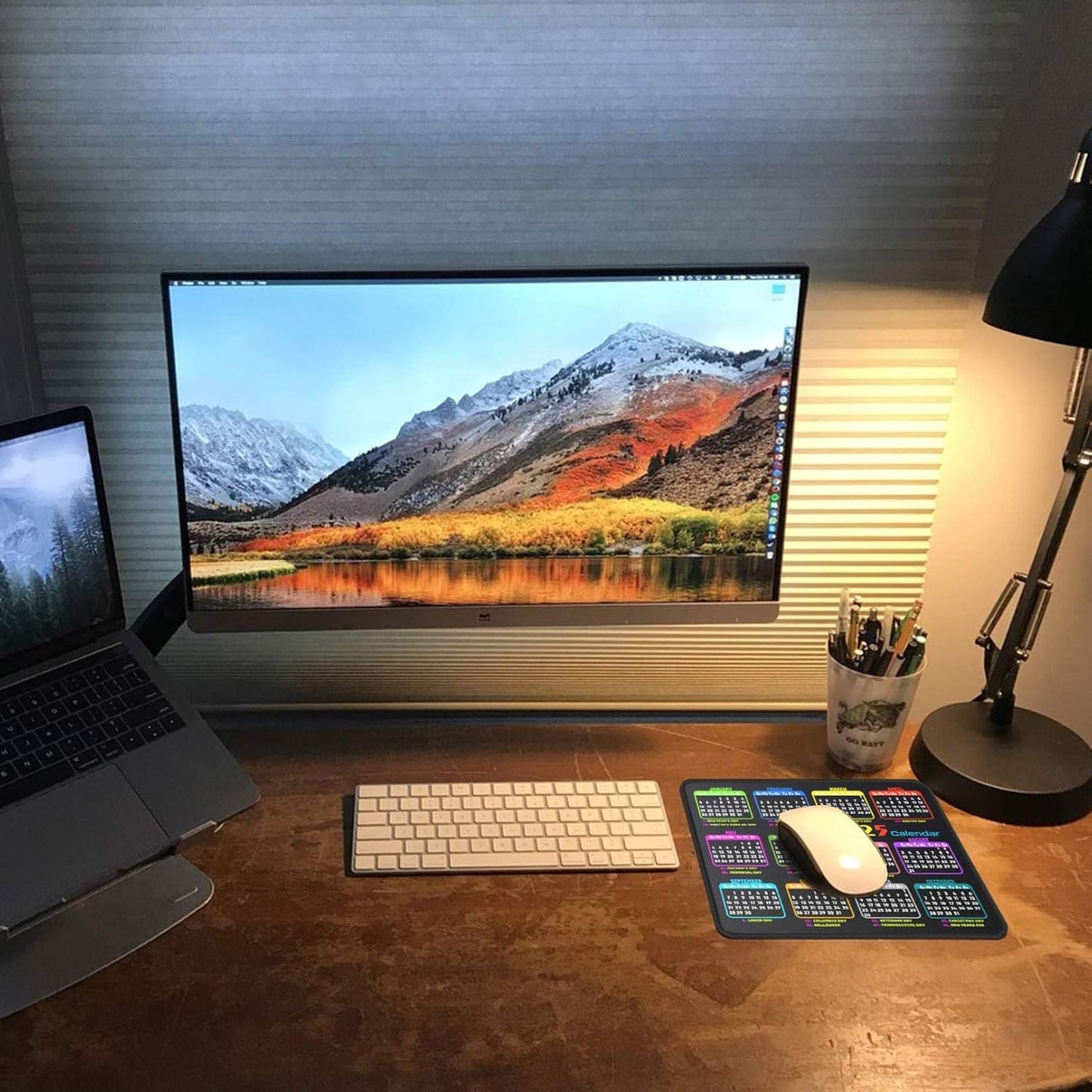 Calendar Mouse Pad 9.5 X 7.8 in, Mouse Pads with Stitched Edges and Non-Slip Rubber Base, Home Office Desk Decor Accessories for Computer Laptop Work Gaming (Black 2025 with Holidays)