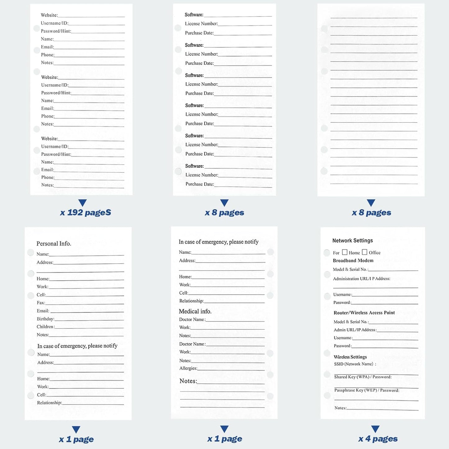 BTSFTOGET Refillable Password Book Binder with Alphabetical Tabs and Lock, 576 Passwords Large Print, 316 Pages Password Keeper for Computer & Website Logins & Phone, Blue PU Hardcover, 7.5in x 5.5in