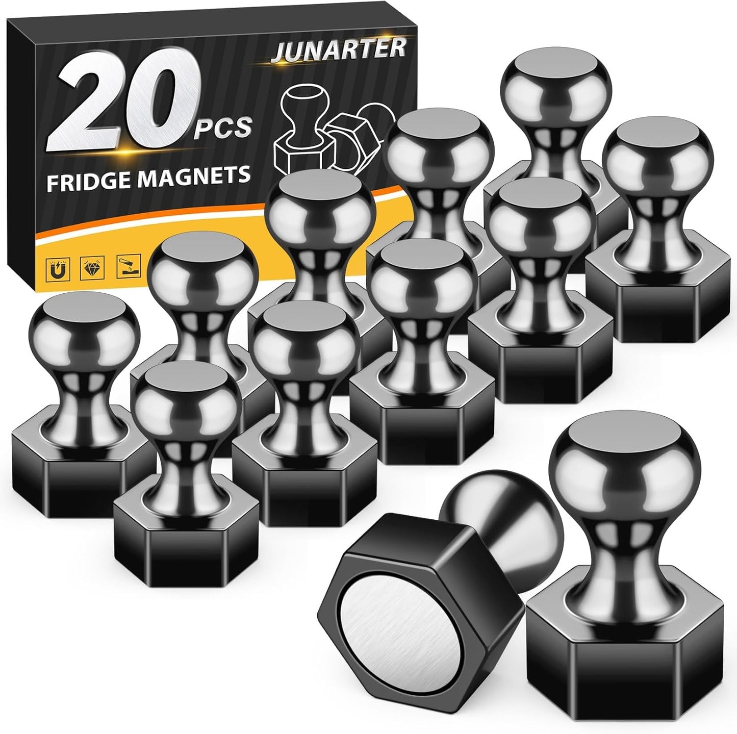 20 Pack Magnetic Push Pins, Strong Fridge Magnets, Whiteboard Magnets, Refrigerator Magnets Strong, Dry Erase Board Magnets for Fridge, Whiteboard, Office, Classroom, Kitchen, Map (Hexagon)