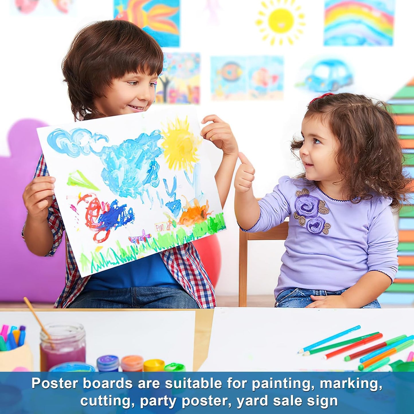 30 Pcs Poster Board 11" x 14" White Paper Bulk ROOKEA 250GSM Vision Boards Poster Paper for School Arts Craft Projects Drawing Display Office Vision Supplies