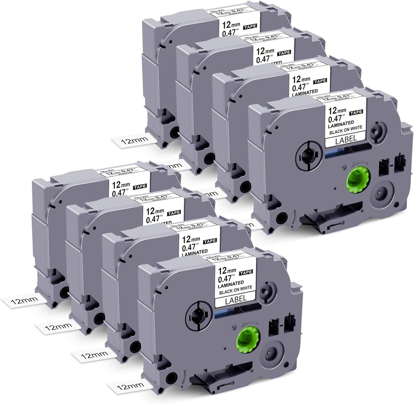 8Pack Compatible with Brother P Touch Label Tape 12mm 0.47 Laminated White TZe-231 TZe 231 TZe TZ Tape Refill Compatible with Brother P-Touch Label Maker PT-D210 PT-H110