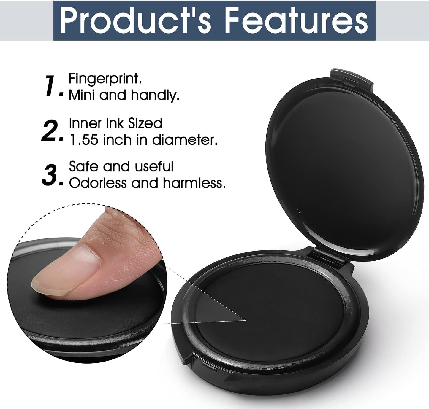 2 Pack Thumbprint Fingerprint Ink Pad for Notary Supplies Identification Security ID Fingerprint Cards Law Enforcement Fingerprint Black Stamp Ink pad