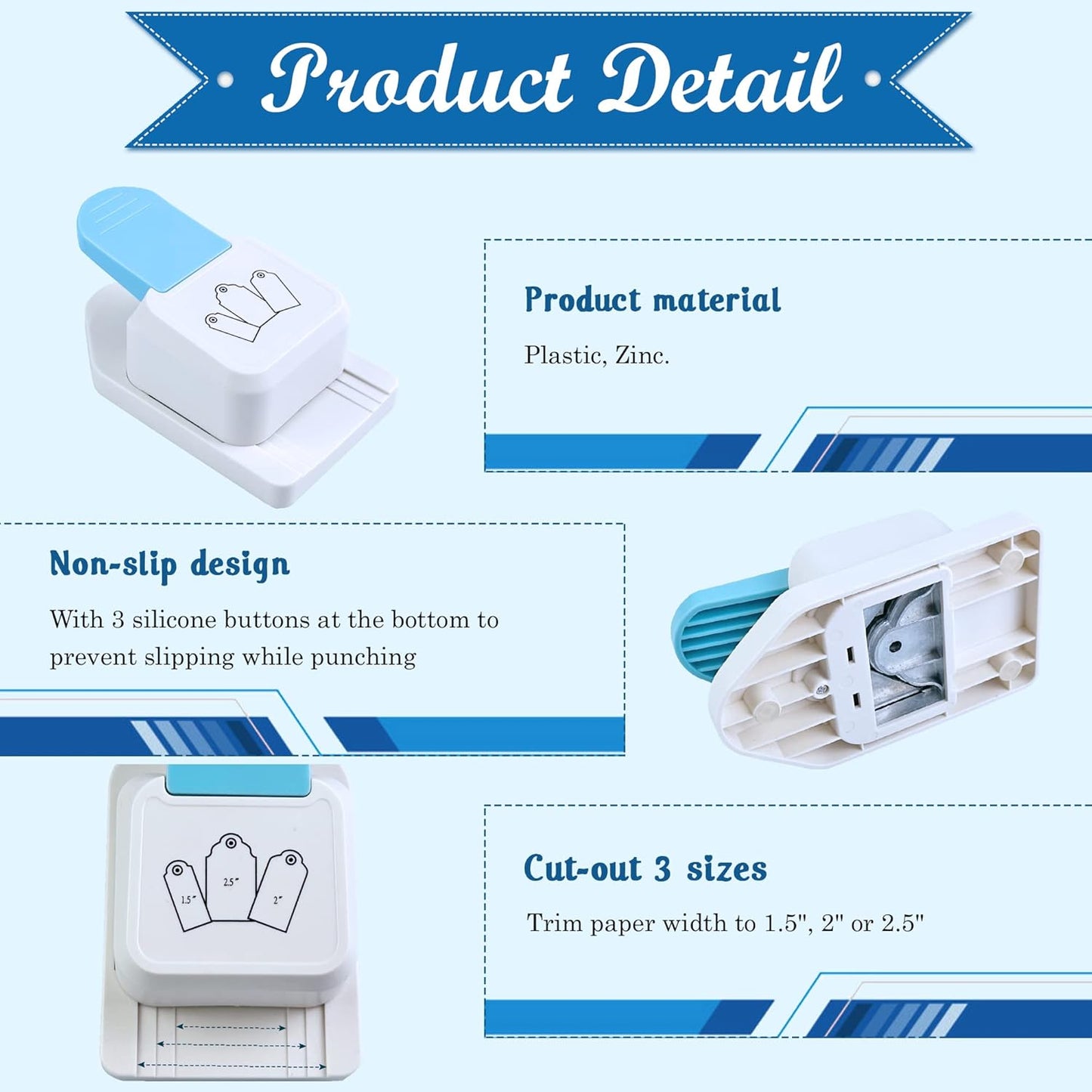 Paper Craft Tag Punch 1.5" 2" 2.5" - with 1 roll Hemp Rope 32ft - Tag Shape Lever Action Craft Puncher for Paper Crafting Scrapbooking Cards Arts for DIY Projects