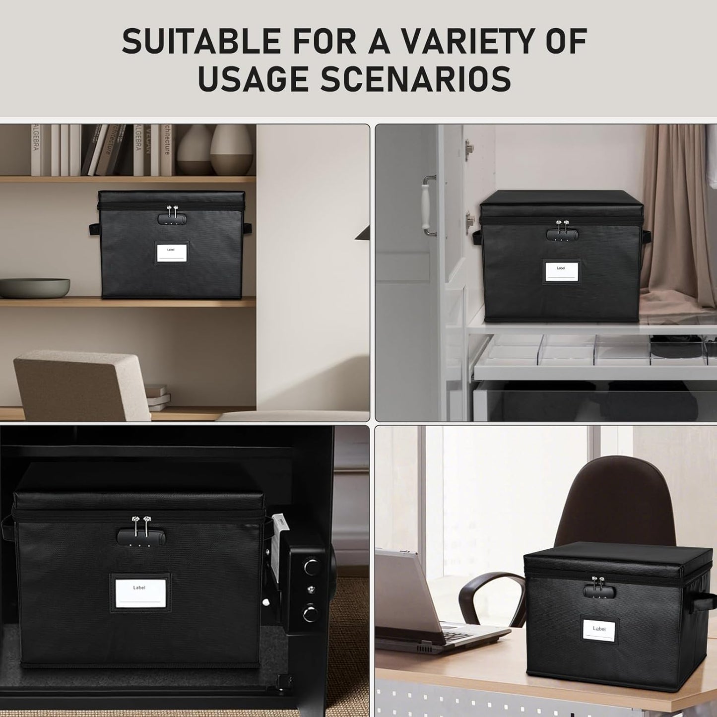 File Box Fireproof Document Box with Lock, Document Safe File Storage Organizer Boxes for Next of Kin Estate Planing Organizer End of Life Planner (Box, Black)