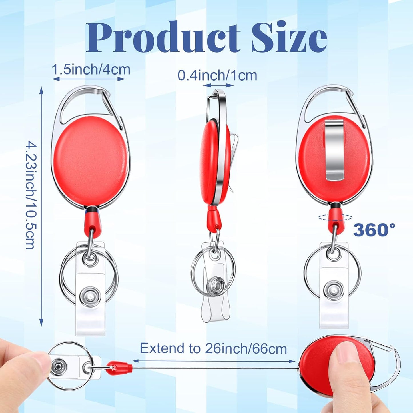 Honoson 40 Pcs Heavy Duty Retractable Badge Reels Batch ID Badge Holder Retractable Clip Bulk Key Holder with Ring for Office Worker Employee, Doctor Nurse Gifts (Bright Color)