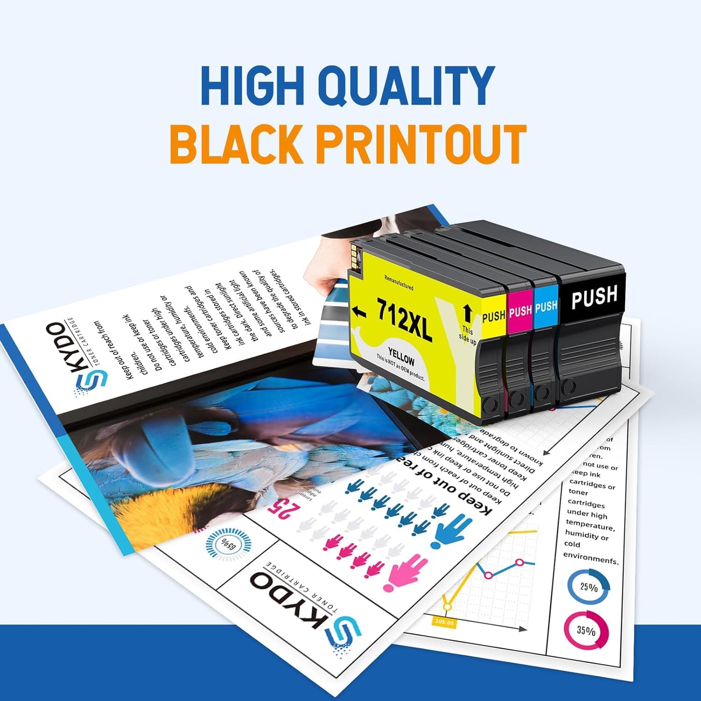 712XL 712 Ink Cartridge Remanufactured Combo 4 Pack Replacement for HP 712XL 712 712 XL Ink Cartridge to Use for DesignJet T650 T250 T230 T630 T210 Studio Plotter Printer (BK/C/M/Y, 4 Pack)