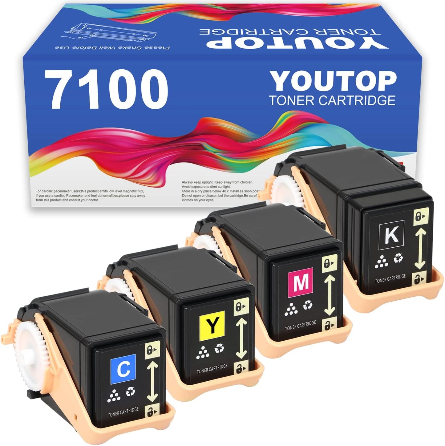 4PK 7100 Toner Cartridge (106R02605 106R02601 106R02600 106R02599) Color Set Toner Replacement for Xerox Phaser 7100 Printer