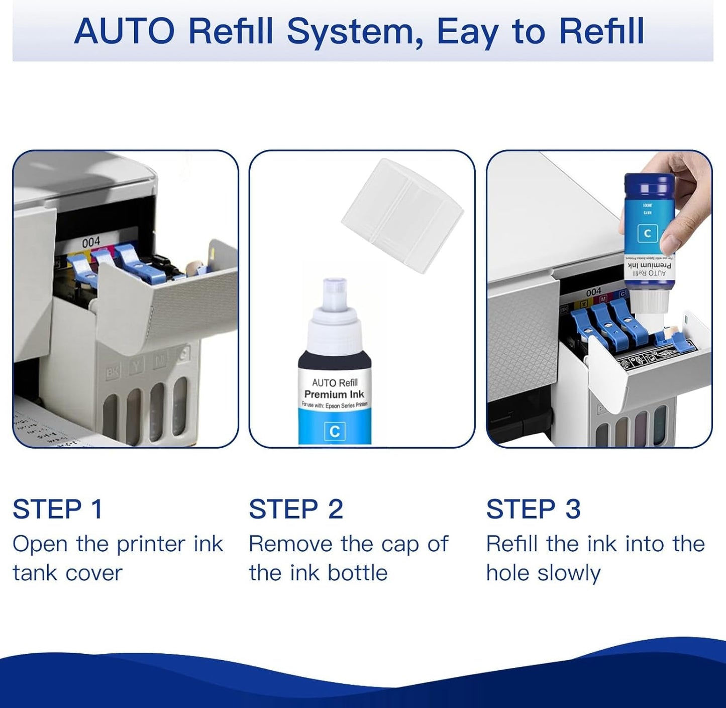 542 Ink Refill Bottles for EcoTank Pro ET-16600, ET-5150, ET-5170, ET-5180, ET-5800, ET-5850, ET-5880, ET-16650, Workforce ST-C8000, ST-C8090（BK C M Y）