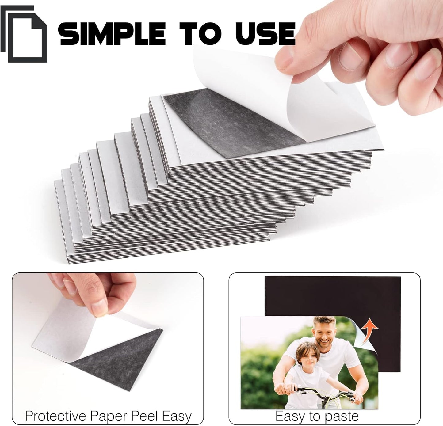Magnetic Sheets with Adhesive for Wallet Size Pictures,2.5x3.5-80 Pack,Bulk Self Adhesive Backing,Create Picture Magnets for Refrigerator,Peel and Stick on,Decoration Your Home and Classroom