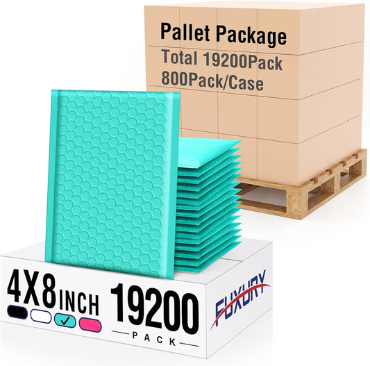 Fuxury Bubble Mailers 4x8" Teal Padded Envelopes 19200Pack Strong Adhesion Thick Padded Mailers for Small Business Mailing Small Items,Jewelry,Makeup