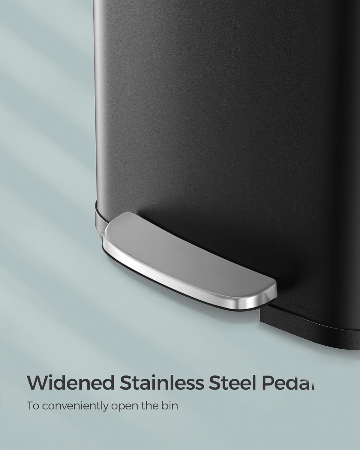 SONGMICS Kitchen Trash Can, 13 Gallon (50 L) Stainless Steel Garbage Can, with Stay-Open Lid and Step-on Pedal, Soft Closure, Tall, Large and Space-Saving, Black ULTB530B50