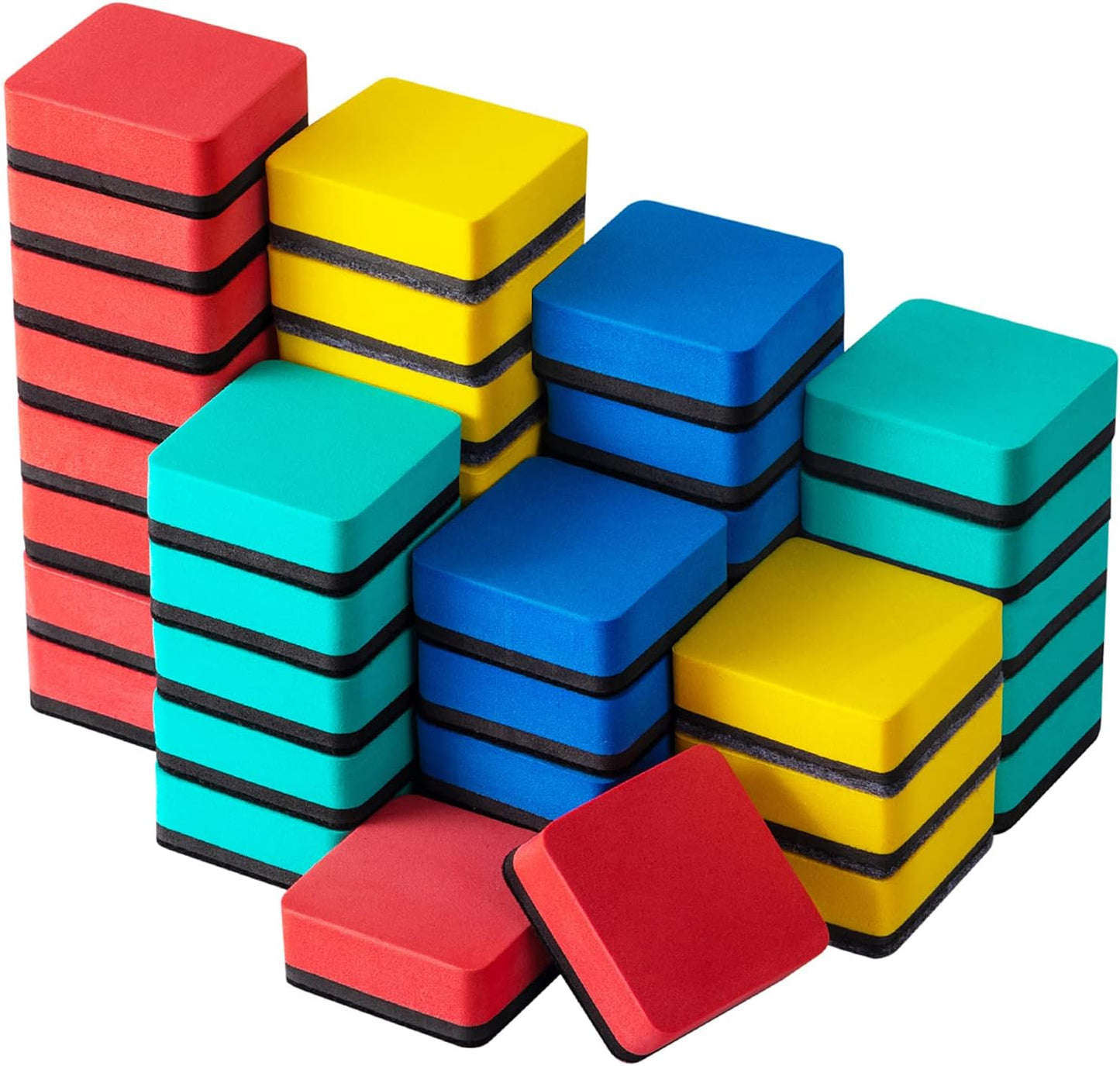 Dry Erase Erasers, Eeoyu 40 Pack Magnetic Whiteboard Dry Erasers Chalkboard Cleaner Wiper for Kids and Classroom Teacher Supplies Home and Office, 4 Colors