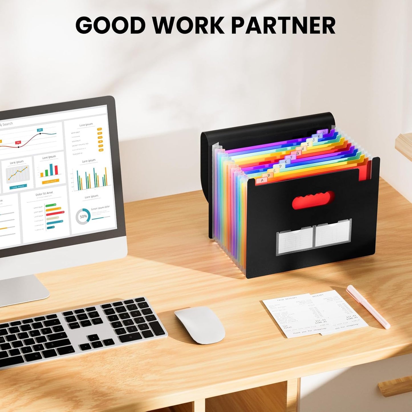 Sooez Accordion File Organizer, 13 Pockets Expanding File Folder, Portable Monthly Paper Bill Tax Receipt Organizer, Letter A4 Size Document Holder with Blank Labels, Black