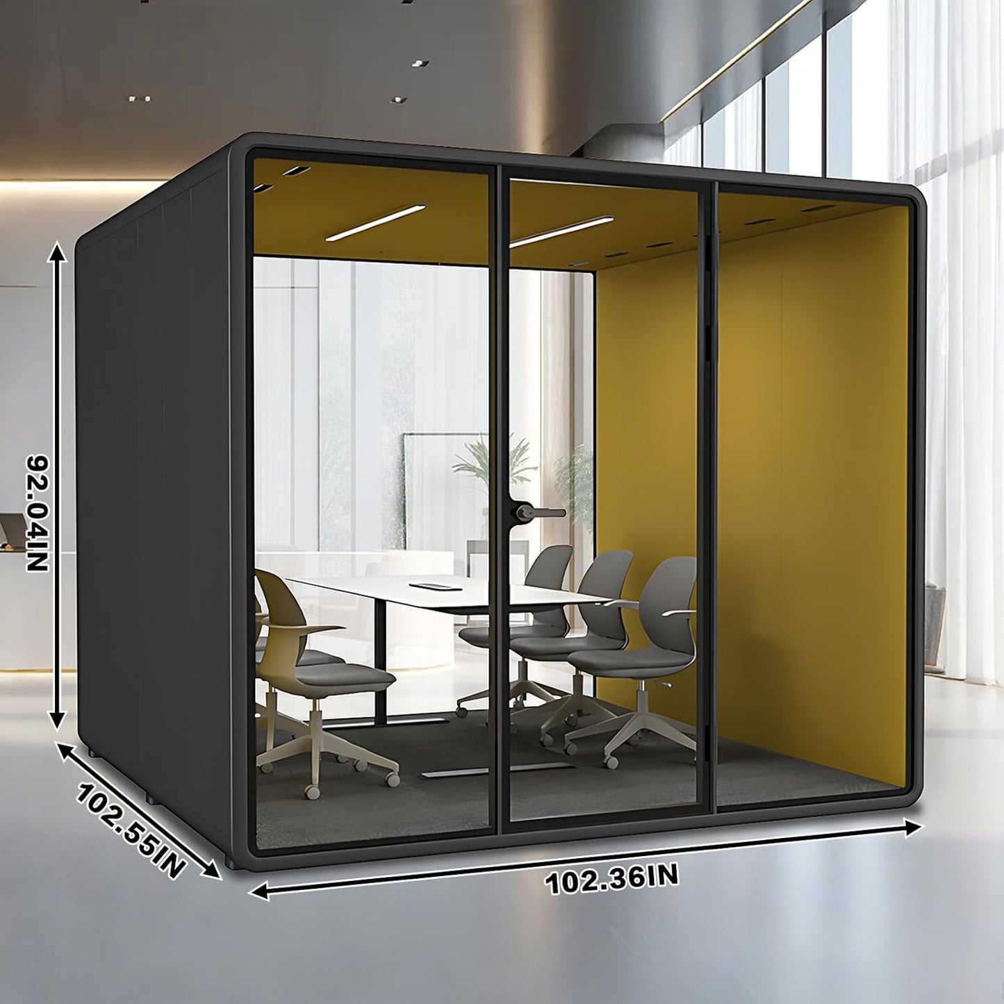 Office Sound Booth with Audio Privacy - Portable Soundproof Pod with Human Body Sensor,Soundproof Room with Light,Ventilation,Socket for Meetings,Report Presentations