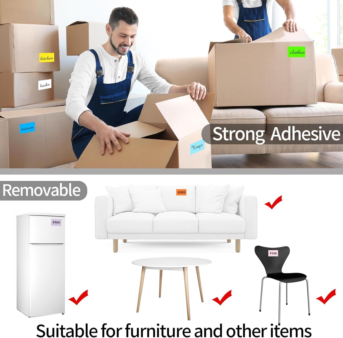 STARLIBOO 3"X5" Rectangle Color Coding Labels, Removable Square Label Inventory Stickers, Permanent Warehouse Moving Box Square Label (250Labels, Yellow)