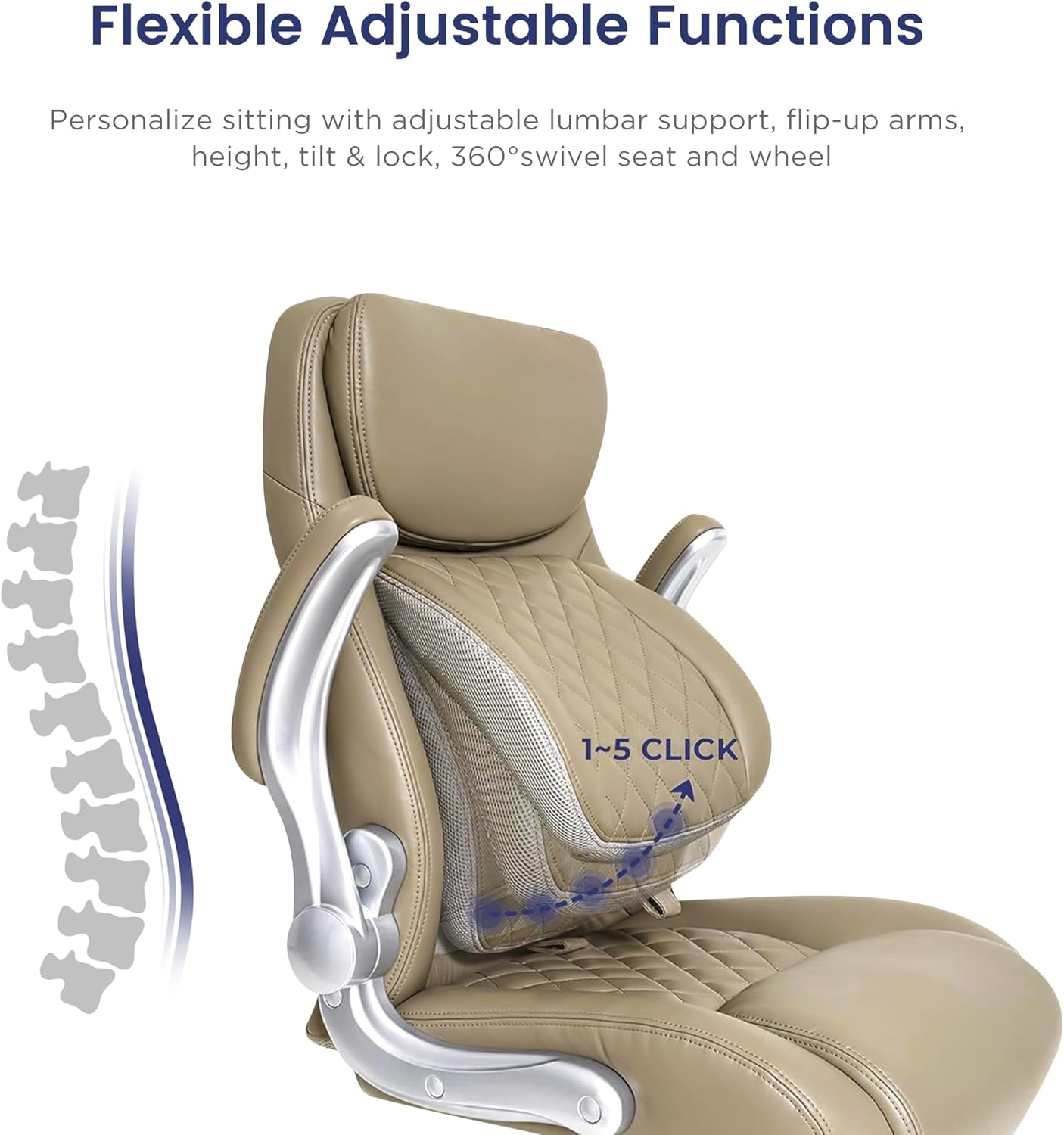 Nouhaus Ergonomic Office Chair Premium Microfiber Leather Adjustable Lumbar Support & Armrests, High Back Comfy Desk Gaming Chairs Executive Computer Swivel Chair Tilt Function(Posture,Taupe)